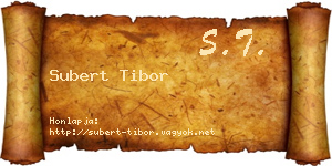 Subert Tibor névjegykártya